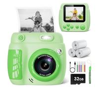 LETSHAHA Kids Camera Instant Print,2.4'' LCD Screen 1080P 20MP Kid Instant Camera with 32GB Card,3 Printing Paper,5 Color Pen, Christmas Birthday Gifts Kids Toys for Girls & Boys Aged 3-12 (Green)