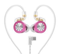 Letshuoer D02 Hi-Fi Type-C in-Ear Monitors IEM,11mm Dual Magnetic Circuit Earphones with Dual-chambered Dynamic Driver,Wired Earbuds with Detachable Silver-Plated Copper Cable and Mic (Berry, Type-c)