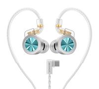 Letshuoer D02 Hi-Fi Type-C in-Ear Monitors IEM,11mm Dual Magnetic Circuit Earphones with Dual-chambered Dynamic Driver,Wired Earbuds with Detachable Silver-Plated Copper Cable and Mic (Aqua, Type-c)
