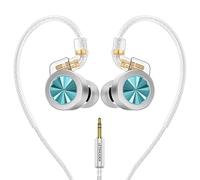 Letshuoer D02 Hi-Fi Type-C in-Ear Monitors IEM,11mm Dual Magnetic Circuit Earphones with Dual-chambered Dynamic Driver,Wired Earbuds with Detachable Silver-Plated Copper Cable and Mic (Aqua, 3.5mm)