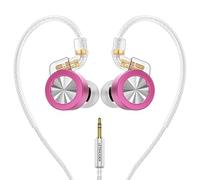 Letshuoer D02 Hi-Fi Type-C in-Ear Monitors IEM,11mm Dual Magnetic Circuit Earphones with Dual-chambered Dynamic Driver,Wired Earbuds with Detachable Silver-Plated Copper Cable and Mic (Berry, 3.5mm)