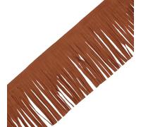 letsinstyle 1 Yard 3.9 Inch PU Leather Fringe Trim, Brown Double Side Suede Fringe Tassel Trims, Decorative Faux Leather Ribbon for Craft DIY Sewing Clothing Handbag Garment Hem Decoration