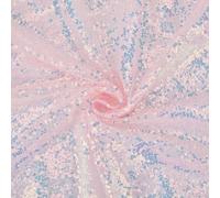 letsinstyle 1 Yard Sequin Fabric, 51" Wide Iridescent Mermaid Glitter Fabric, Pink Sparkly Sequin Cloth for Wedding Costumes Mermaid Tail Sewing Dress Tablecloth DIY Crafts