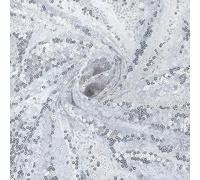 letsinstyle 1 Yard Sequin Fabric, 51" Wide Sparkly Mesh Mermaid Fabrics, Silver Shine Sequin Cloth for Wedding Costumes Mermaid Tail Sewing Dress Tablecloth DIY Crafts