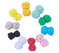 letsinstyle 10 Pairs Silk Knot Cufflinks, 0.39 x 0.78 Inch Elastic Fabric Cufflink, Coloful Twist Knot Cuff Link Knots for Sewing Outfit Shirts Dress Coats Gift
