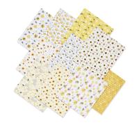 letsinstyle 10 Pcs Bee Fat Quarters Fabric Bundles, Flower Honey Honeycomb Plaid Quarters Fabric, Yellow Print Quilting Patchwork for DIY Handmade Bags Bows Pet Clothing 45 x 50 cm