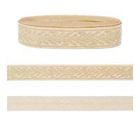 letsinstyle 10 Yards 0.98 Inch Gold Jacquard Ribbon, Embroidered Leaf Jacquard Ribbons, Ethnic Boho Trimming for Sewing Handmade Bag Strap Making DIY Clothing Decoration