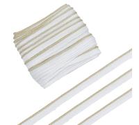 letsinstyle 10 Yards 10 MM White Gold Cord Edge Piping Trim, Twisted Cord Trim with Metallic Lip, Polyester Binding Tape for Sewing Clothing Pillows Lamps Draperies Home Textile Decoration