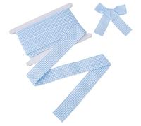 letsinstyle 10 Yards Blue Gingham Ribbon, 1.49 Inch Wide Taffeta Plaid Checked Polyester Ribbons, Gingham Edge Ribbons for Wrapping, Flower Bouquets Wreaths Christmas Decor