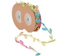 letsinstyle 10 Yards Colorful Leaf Edge Lace Trim, 0.6 Inch Artificial Leaves Vine Ribbon, Polyester Craft Ribbon for DIY Craft Party Wedding Home Decoration