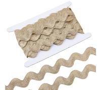 letsinstyle 10 Yards Metallic Golden Rick Rack Trim, 0.78 Inch Wide Glitter Wave Bending Fringe Trim, Braid Zig Zag Edge Fabric Trim for DIY Craft Sewing Wedding Dress Gift Wrapping