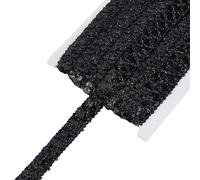 letsinstyle 10 Yards Sequin Lace Trim, 0.59 Inch Glitter Gimp Braid Strip Trims, Black Paillette Beaded Woven Ribbon for Crafts Sewing Clothes Embellishments Costume Accessories
