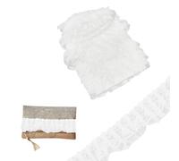 letsinstyle 10 Yards Vintage Organza Ruffled Lace Trims, White Double-Layer Pleated Chiffon Fabric Trim, Embroidered Ribbon for Suits Pillow Case Edging Curtain Frame