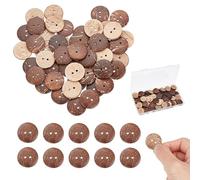 letsinstyle 100 PCS Coconut Shell Buttons, 20mm 2 Hole Natural Flat Bottons Vintage Wooden Button Replacement, Sew on Decorative Buttons for Men Women Cloth Sewing DIY Crafts