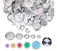 letsinstyle 100 Pcs Cover Button Kits with Tools, 5 Sizes DIY Button Craft Kits, Solid Fabric Cloth Covered Flat Back Buttons for Sweaters Cloth Home Decor Sewing