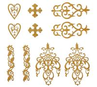 letsinstyle 10Pcs Gold Flower Embroidery Patches, Cross Heart Vine Metallic Applique, Polyester Sewing Patch for Wedding Dress Decoration Repair Clothing Backpacks Jeans Caps