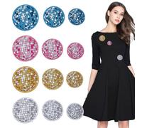 letsinstyle 12 Pcs Disco Ball Embroidery Patches, Glitter Embroidered Applique, Fun Western Music Party Iron on Patch Bling Iron on Decal for DIY Clothing Backpacks Shirt Jeans Skirt Hats Bag