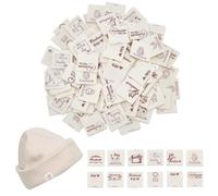 letsinstyle 120 Pcs Handmade Sewing Labels, 2 x 2 cm Cotton Fabric Sewing Label Tag, Handmade with Love Tags for Clothes DIY Crafts Knitting Crocheting Sewing Hats Beanies Scarves