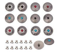 letsinstyle 12Pcs 25mm Round Retro Screw Buckles, Decorative Conchos Buckle Synthetic Turquoise Badge Button, Alloy Sewing Replacement for DIY Leather Craft Purse Bags Decor