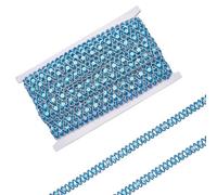 letsinstyle 13 Yards Waved Paillette Lace Trims, 0.7 Inch Flower Sparkle Lace Trims, Blue Beaded Sequin Ribbon for Crafts Sewing Clothes Home Party Decoration
