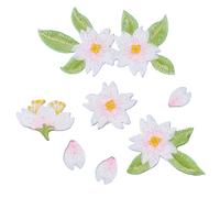 letsinstyle 14Pcs Pink Cherry Blossom Iron on Patch, Sakura Flower Embroidery Applique, Polyester Cotton Repair Appliques for Holes Jeans Jacket Hat Dress