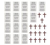 letsinstyle 15 Sets Prayer Quilt Sewing Patchwork, Pocket Prayer Quilt Panel Squares with Small Wooden Crosses, Pre-Cut Fabric for Sewing Church Crafts