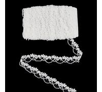 letsinstyle 15 Yards White Embroidery Lace Trim, 1.6CM Elastic Stretchy Lace Fabric, Floral Openwork Design Vine Accessories for Decoration Edging Crafts Veils Costumes Table Runner