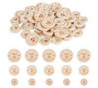 letsinstyle 150 Pcs Wooden Handmade Buttons, 3 Sizes Handmade with Love Button, 2 Hole Round Heart Pattern Crafts Assorted Button for Sewing Clothing Bags Dolls Accessories 15/20/25mm