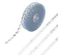 letsinstyle 15M Silver Glitter Star Ribbon Trim, Polyester Stars Embroidered Trims, Sparkle Trimming for DIY Headband Crafts and Costume Sewing Embellishment