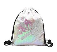 letsinstyle 17.7 x 14.1 Inch Glitter Drawstring Backpack, Mermaid Sequin Dance Bag Shining Shoulder Sackpack, Lightweight Travel Supply for Gym Shopping Swimming Sport Yoga