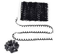 letsinstyle 18 Yards Nylon Sewing Trim with Button Loops, Black Elastic Cord Braid Trims with 50pcs Buckles, Sewing Fringe Trimming for Wedding Costume DIY Crafts Jewelry Home Decor