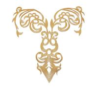 letsinstyle 19.29 x 9.65 Inch Golden Flower Embroidery Patches, Crown Metallic Leaves Sew or Iron on Patch, Ethnic Lace Applique for Wedding Dress