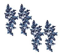 letsinstyle 2 Pairs 3D Floral Sequins Lace Sew on Patches, Sequin Nail Bead Flower Embroidered Applique, Blue Sewing Accessories for Clothing Wedding Dress Lace Fabric DIY Decoration