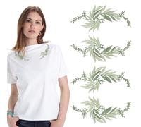 letsinstyle 2 Pairs Green Leave Vine Shape Lace Applique, Leaves Embroidery Patch Sew On Appliques Embellishments, Polyester Iron on Patches Decoration for DIY Crafts Dress Shirts Jeans Bags