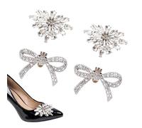 letsinstyle 2 Pairs Rhinestone Shoe Clips, Crystal Heel Charm Detachable Bow Shoe Buckles, Decorative Heel Clip for Birthday Party Wedding Halloween Christmas New Year
