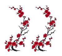 letsinstyle 2 Pieces Oversized Plum Blossom Embroidery Patches, 14.2" x 5.5" Embroidered Plum Blossom Flower Patch, Iron-On Floral Applique for Denim, Hats, DIY Clothing Repair