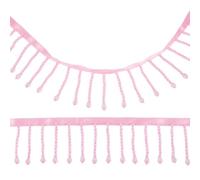 letsinstyle 2 Yards 2.36 Inch Wide Pink Beaded Fringe Trim, Teardrop Bead Tassel Ribbons Crystal Fringe Belt, Decorative Sewing Accessories for Wedding Bridal DIY Crafts Home Decor Clothing Decoration