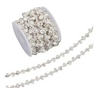 letsinstyle 2 Yards Sliver Shiny Diamond Chain Trims, Crystal Rhinestones Close Chain for DIY Sewing Crafts, Glitter Rhinestone Trim for Wedding Party Decoration Bridal Costume Clothing Accessories