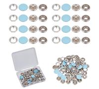 letsinstyle 20 Sets Blue Brass Snap Buttons, Resin Pearl Snaps Fasteners Metal Garment Button, Decorative Sewing Accessories for Clothes Skirt Popper Studs DIY Crafts