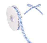 letsinstyle 20 Yards Blue Gingham Ribbon, 0.6 Inch Wide Plaid Checked Polyester Ribbons, Gingham Edge Ribbons for Wrapping, Flower Bouquets Wreaths Christmas Decor Wedding and Party Crafts