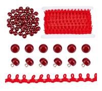 letsinstyle 20 Yards Red Braid Trim with Elastic Button Loops, Elastic Buttons Loop Stretch Band with 50Pcs Buttons, Sewing Embellishment for Wedding Costume DIY Crafts Jewelry Home Decor