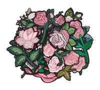 letsinstyle 25 Pcs Pink Rose Iron on Patch, Flower Embroidered Sew on Patches, Boho Petal Flower Bouqute Fabric Appliques for Repairing Decoreting Clothing Jackets Jeans Backpacks