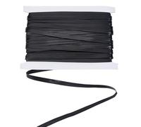 letsinstyle 25 Yard 0.4" Wide Flat Leather Bias Tape, Black Double Fold Lychee Grained Cord Straps, Trimming Tape for DIY Costume Home Decoration