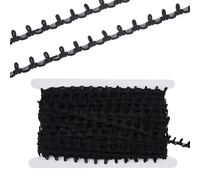 letsinstyle 25 Yards Buttonhole Ribbon with Elastic Button Loops, 0.59" Wide Black Stretchy Button Loop Trim, Decorative Embellishments for Costume Crafts Sewing Wedding Bridal Dress Decor