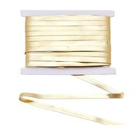letsinstyle 25 Yards Metallic Gold Double Fold Bias Tape, 0.47 Inch Flat Pu Leather String Ribbon, Prefold Shiny Piping Bias Tape for Binding Home Decor Tieback Clothing Draperies Crafts Sewing