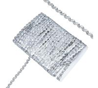 letsinstyle 25 Yards Silver Rick Rack Trim, 5 mm Wide Wave Bending Fringe Trim, Braid Zig Zag Edge Fabric Decorative Trim for DIY Craft Sewing Wedding Dress Gift Wrapping