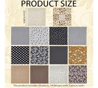 letsinstyle 28 Pcs Boho Cotton Fabric Bundles, 9.8 x 9.8 Inch Dot Unbrella Star Pattern Precut Fabrics, Retro Printed Fat Squares Patchwork for Quilting Sewing DIY Crafts