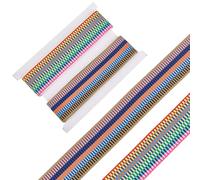 letsinstyle 2Pcs 4 Yards 1.97 Inch Nylon Elastic Band, Stripe Pattern Stretch Ribbon Bands, Multicolor Flat Cord Ribbons for Hair Bow DIY Craft Hair Ties Headbands