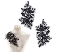 letsinstyle 2Pcs 5.3 Inches 3D Flower Embroidered Patches, Floral Embroidery Iron on Appliques, Sequin Beaded Sewing Supplies for Dress Jeans Sweater Hats Shoes Bags Clothes