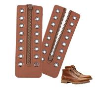 letsinstyle 2Pcs 6.26 x 2.17 Inch Leather Boot Zippers Insert, 8 Metal Eyelets Shoe Laces Zipper, Tieless Shoe Laces for Adults Men Women Sneakers Repair DIY